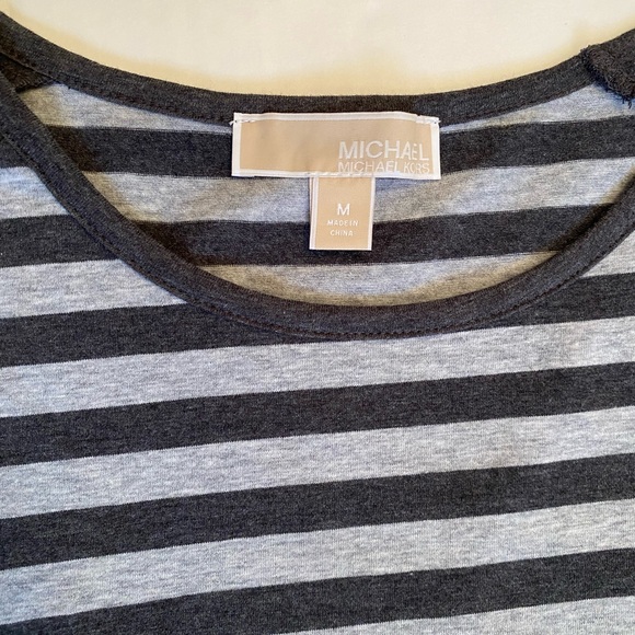 Michael Kors Gray Striped Long Sleeve T-Shirt Medium - Picture 2 of 6